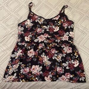 Maurices Blue and Purple Floral Fitted Camisole